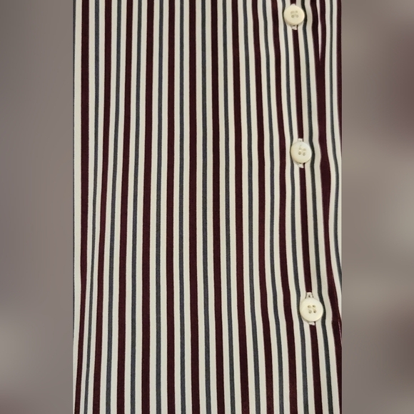 Haberdashery white, Maroon, grey stripped long sleeve button up blouse. SZ 12 - Picture 2 of 5